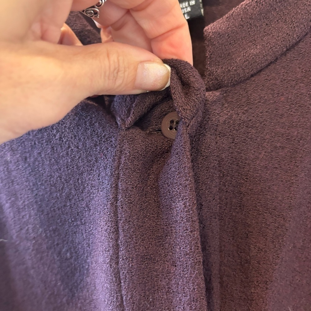 Eileen Fisher Large Jacket Cardigan Plum Purple Mandarin Collar Button Front - Picture 6 of 12